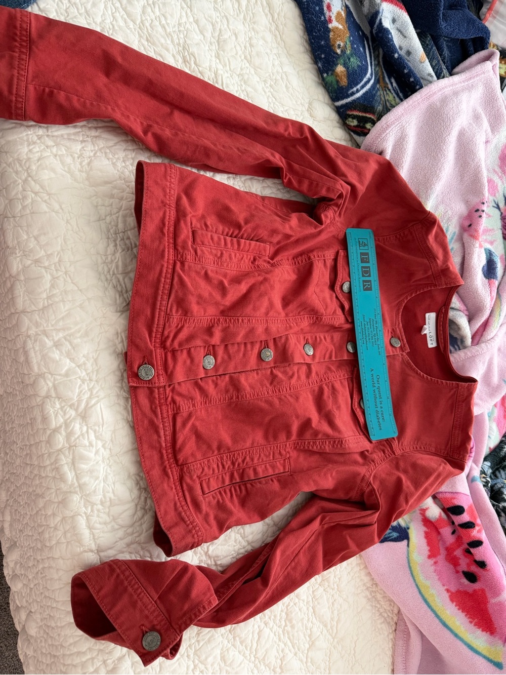 Loft ladies Red Jean Jacket - size medium